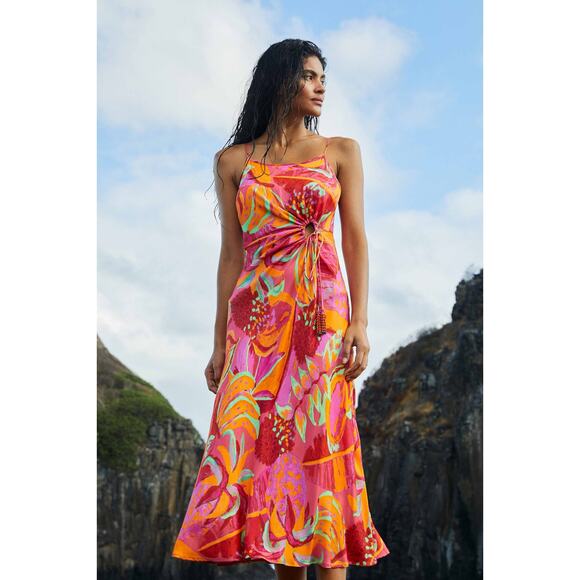 FARM Rio Dresses & Skirts - FARM RIO Fruit Brush Cutout Midi Dress Size XS NWT Floral Tropical Sundress